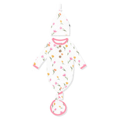 Knotted Gown with Hat Set in Tulip