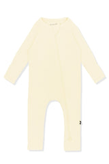 Ribbed Zipper Romper in Chamomile