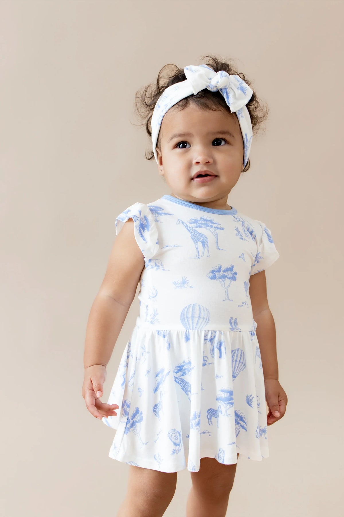 Twirl Bodysuit Dress in Toile Safari
