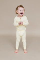 Ribbed Henley Set in Chamomile