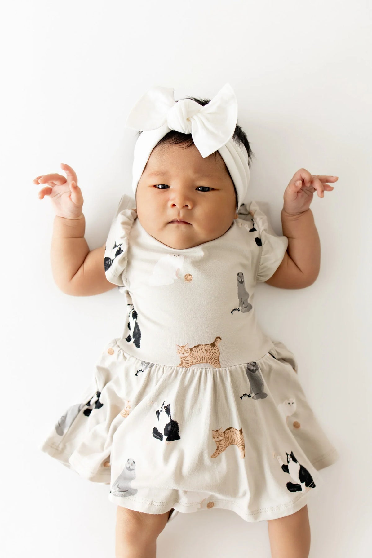 Twirl Bodysuit Dress in Fluffy Cat