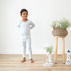 Long Sleeve Pajamas in Small Mist Stripe