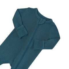 Ribbed Zipper Romper in Atlantic