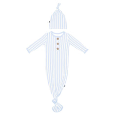 Knotted Gown with Hat Set in Small Mist Stripe