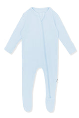 Ribbed Zipper Footie in Breeze