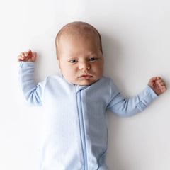 Pointelle Zippered Footie in Breeze
