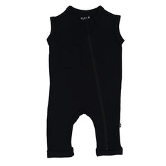 Zippered Sleeveless Romper in Midnight