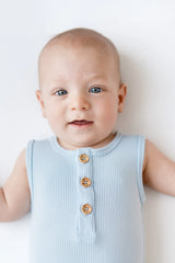 Ribbed Sleeveless Shortall in Breeze