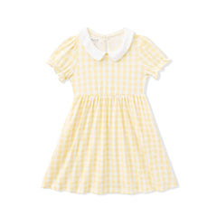 Peter Pan Collar Dress in Gingham Chamomile