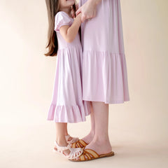 Puff Sleeve Twirl Dress in Thistle