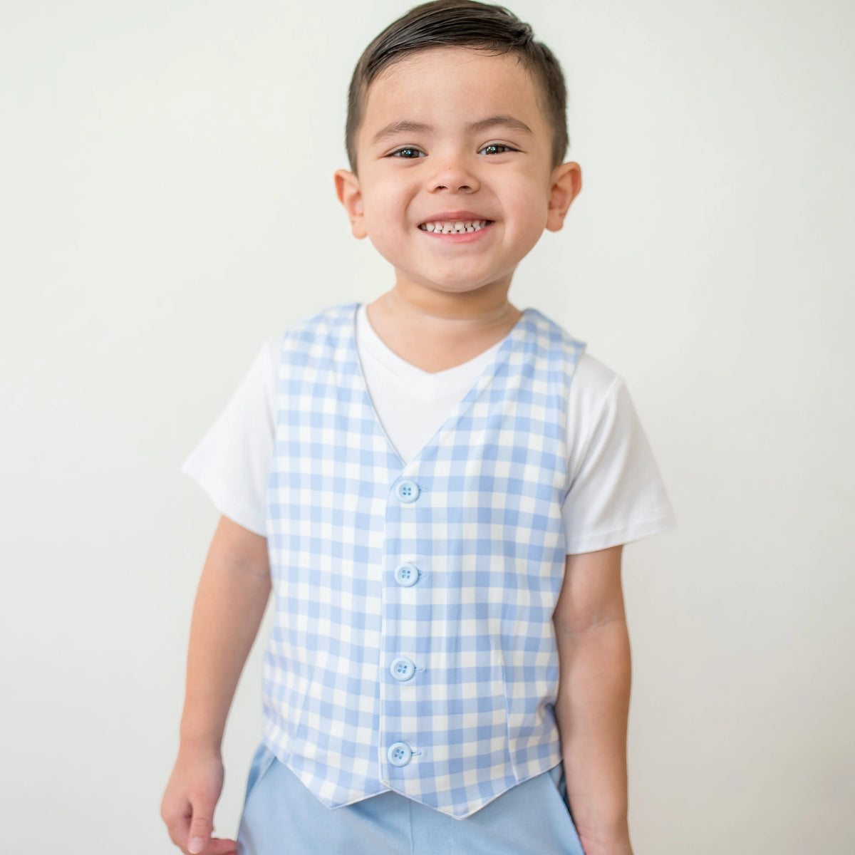 Tuxedo Vest in Gingham Breeze