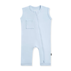 Zippered Sleeveless Romper in Breeze
