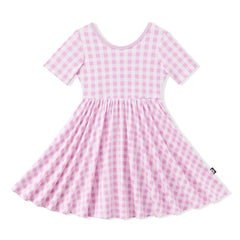 Twirl Dress in Gingham Thistle