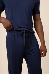 Men's Short Sleeve & Pant PJ Set in Navy