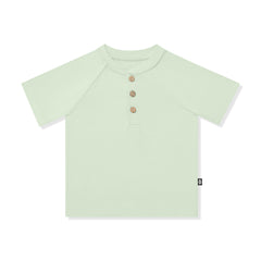 Short Sleeve Toddler Henley Tee in Basil
