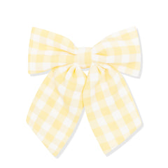 Large Alligator Clip Bow in Gingham Chamomile