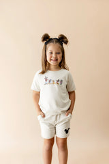 Short Sleeve Jogger Set in Mickey and Friends on Ecru