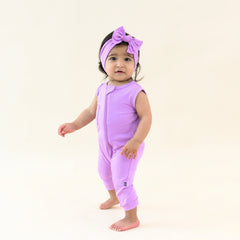 Zippered Sleeveless Romper in Poi