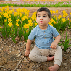 Short Sleeve Toddler Henley Tee in Slate