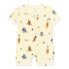 Zipper Shortall Romper in Winnie the Pooh Celebration