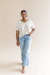 Women's Relaxed Fit V-Neck in Mickey Mouse and Friends