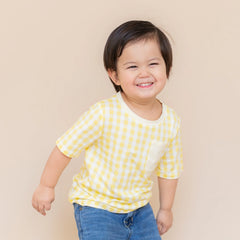 Toddler Crew Neck Tee in Gingham Chamomile