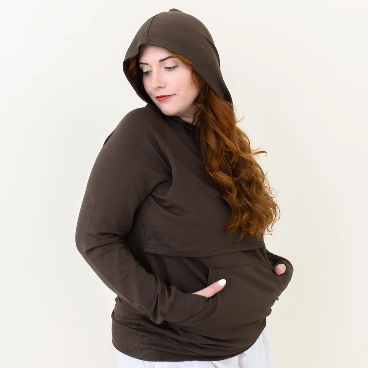 Women's French Terry Nursing Hoodie in Espresso