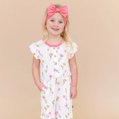 Flutter Sleeve Romper in Tulip