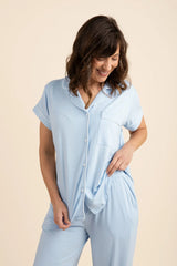 Women's Short Sleeve Cropped Pajama Set in Breeze