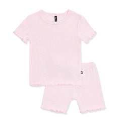 Pointelle Short Sleeve Set in Sakura