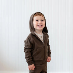 Fleece Zip Up Hoodie in Espresso
