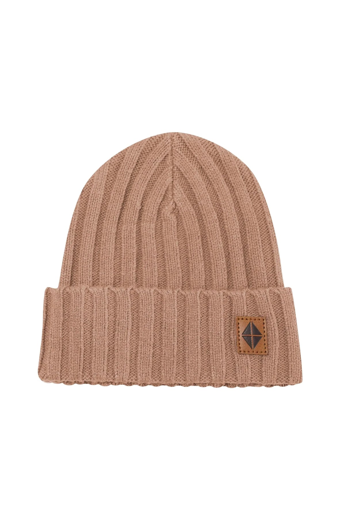 Chunky Knit Ribbed Beanie in Latte