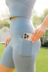 Bamboo Flex High Rise Biker Short in Slate