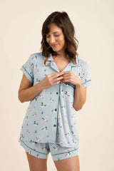 Women's Short Sleeve Pajama Set in Mallard Duck