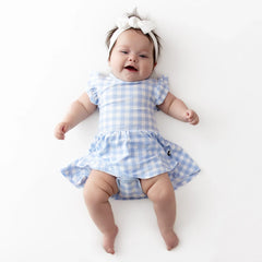 Twirl Bodysuit Dress in Gingham Breeze