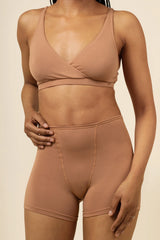 Women's Cross Front Bralette in Latte